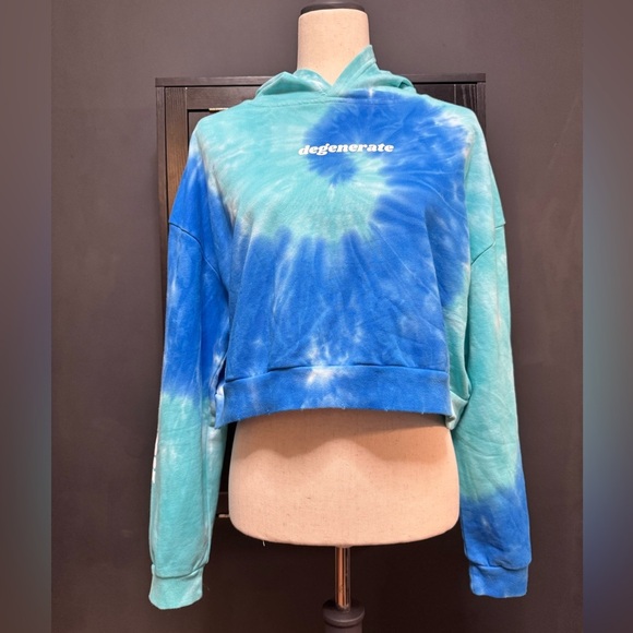 Barstool crop top hoodie, degenerate/hungover tie dye - Picture 2 of 7